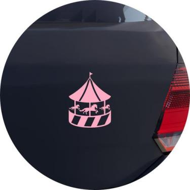 Imagem de Adesivo de Carro Carrossel com Cavalos Infantil - Cor Rosa Claro - Mel
