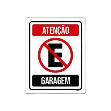Imagem de Placa Atenção Proibido Estacionar Garagem 27X35