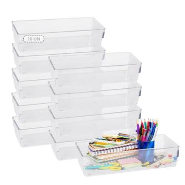 Imagem de KIt 10 Organizador Geladeira/armário/cozinha Acrílico 23x8x5 - Plastut