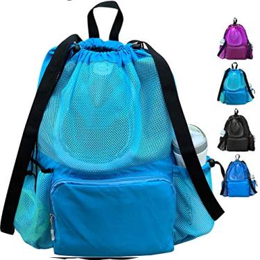 Imagem de Mochila de natação ButterFox grande equipamento de natação bolsa de malha com cordão para natação academia com compartimentos secos separados à prova d'água, secos e molhados separados, Light Blue