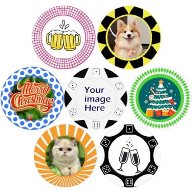 Imagem de Mintalin Fichas de pôquer de plástico personalizadas de 40 mm, 100-500 peças, impressas com seu logotipo de texto, fichas de jogo de cartas personalizadas para Texas Hold'em Card ClubLate Night Poker