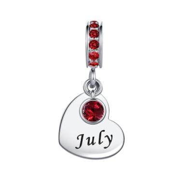 Imagem de MiiFort Pingente de coração de zircônia cúbica de 12 meses compatível com pulseiras Pandora Charms, One Size, Cobre, Sem Pedra Preciosa