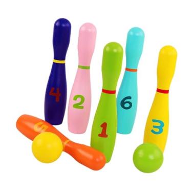 Imagem de YIJU Conjunto de boliche de madeira Brinquedo de aprendizagem precoce Coordenação olho-mão Adereços de jogo de boliche interativo Jogo de atividade interna