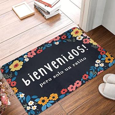 Imagem de Capacho de boas-vindas, capacho de porta externo para entrada, Bienvenidos! Tapetes de boas-vindas Pero Solo Un Ratito para porta da frente, tapetes de cozinha engraçados, tapetes de decoração 43 x 76