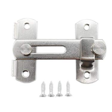 Imagem de Fechadura de aço inoxidável para porta de celeiro trava de porta deslizante trava de segurança para porta de celeiro para animais de estimação porta de celeiro porta francesa (1, prata)