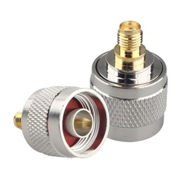Imagem de Futheda 2 peças Conector SMA fêmea para N macho SMA para adaptador de tomada coaxial tipo N cabo coaxial RF conversor banhado a ouro cobre para antena Wi-Fi de baixa perda, cabo de extensão,