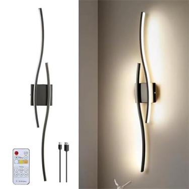 Imagem de Lâmpada de parede LED recarregável por USB com controle remoto arandela de parede interna regulável sem fio magnética operada por bateria com função de temporizador, iluminação de parede, design de