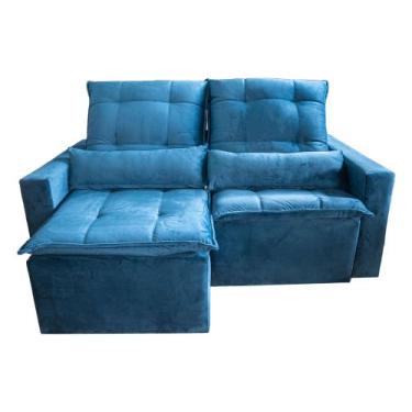 Imagem de Sofá Retrátil/Reclinável Suzye 1,88 Suede Azul Marinho Sala/Recepção -