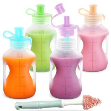 Imagem de Bolsas de Silicone Reutilizáveis para Bebês Jelly Ruru - Com Canudos -