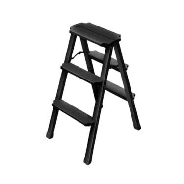 Imagem de Escada dobrável Escada de 3 degraus Liga de alumínio espessada Escada dobrável multifuncional Escada doméstica interna portátil dobrável telescópica decoração projeto Escada Banco de degrau dobrável