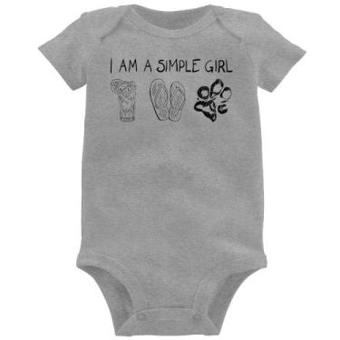 Imagem de Body Bebê I Am A Simple Girl - Foca na Moda, Cinza, GG