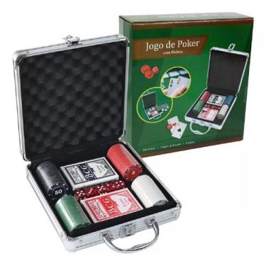 Imagem de Maleta De Poker Com 100 Fichas 2 Baralhos 5 Dados Jogos Top - Imporien