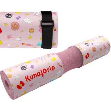Imagem de KunaiGrip Almofada de barra de anime - Almofada de agachamento de espuma antiderrapante com tiras de segurança para agachamentos, estocadas e impulsos do quadril - Suporte de pescoço e ombro para