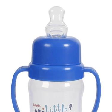 Imagem de Super Mamadeira Bico Silicone Ortodôntico com Alça 300ml - Menino Meni
