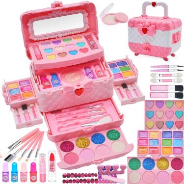 Imagem de Kit de maquiagem Amerrly Kids para meninas de 4 a 9 anos com 57 unidades