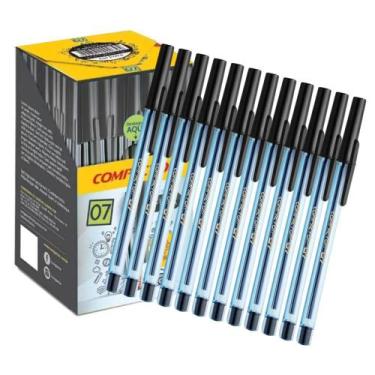 Imagem de Kit com 12 Canetas Preto Esferográficas Compactor Ponta Fina