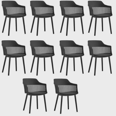 Imagem de Kit com 10 Cadeiras para Sala de Jantar Marcela Preto