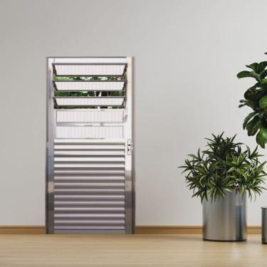 Imagem de Porta Basculante Palheta de Alumínio 210 X 90cm Linha 25 Lado Esquerdo Esquadrias Bergamo