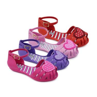 Imagem de 4 Pares Sapatilha Sandália Infantil Menina Feminina Love K77 - FABRICA