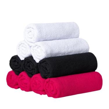 Imagem de Kit 10 Toalhas Lavabo Manicure algodão(5 BRANCO E PINK)