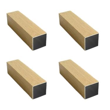 Imagem de Kwweeoo Tubo quadrado de alumínio de grão de madeira, 4 peças, 20 mm x 20 mm x 1920 mm, espessura de parede longa 1 mm, pacote com 4 tubos quadrados de alumínio 2 cm 2 cm padrão de madeira 0,8 x 2 x