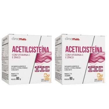 Imagem de KIT 2X Acetilcisteína com Vitamina C e Zinco 16 sachês - Clinicmais (único, Laranja)