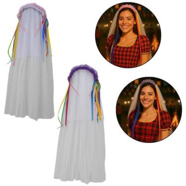 Imagem de Véu de Noiva Festa Junina Quadrilha com Fitas - Extra Festas