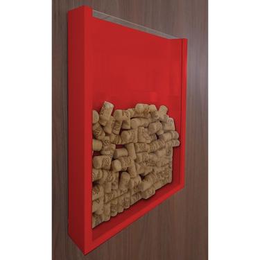Imagem de Quadro Porta Rolhas De Vinho Champanhe Tampinhas Decorativo Vermelho Laca