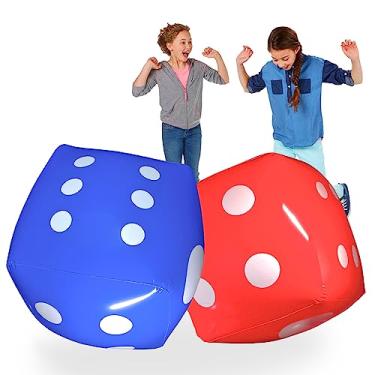 Imagem de Novelty Place 16" Dado Inflável Gigante (Pacote com 2) - Dados Vermelho e Azul para Jogos de Tabuleiro Internos e Externos, Ludo, Festas na Piscina - Decorações Divertidas e Versáteis para Festas e Acessórios de Jogos.