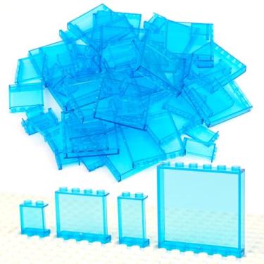 Imagem de Clear Tranparent Blue Flat Plates Bricks, 60pcs Classic Pieces and Parts Panel, Window Bulk Building Blocks Accessories (Transparent Blue Mixed)