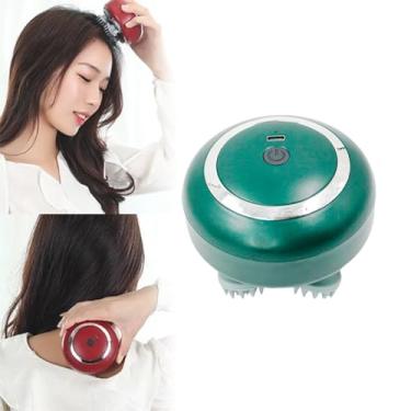 Imagem de Massageador Elétrico de Cabeça Portátil, 3 Velocidades, Recarregável USB, 600mAh, Verde