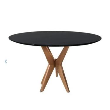 Imagem de Mesa de Jantar Base Estrela Tampo Preto 100cm ***SOMENTE A MESA, SEM A