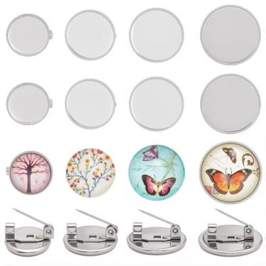 Imagem de Beebeecraft 1 caixa, 40 peças, broche redondo e plano, aço inoxidável, 304, 4 tamanhos, bandejas de bisel, kits de confecção de joias para crachá faça você mesmo, achados de fabricação de joias