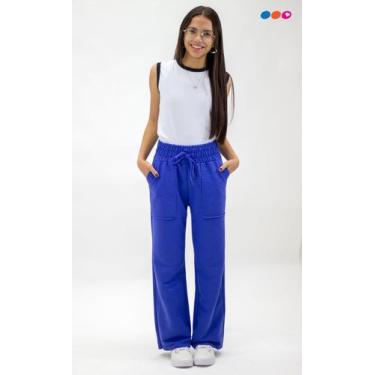 Imagem de Calça Pantalona Moletinho Juvenil Feminina - Nick.Tóia, 12, Azul royal