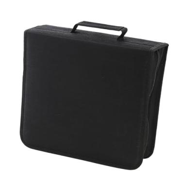 Imagem de MotiveTech Estojo para CD e DVD, organizador com capacidade para 256 discos, portátil, elegante e leve, bolsa para armazenamento de discos para escritório casa, Preto