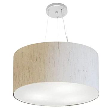 Imagem de Lustre Pendente Cilíndrico Cúpula Tecido 55x25 cm, Vivare Iluminação, Pendente4191 LLA-35, Linho Bege, Médio