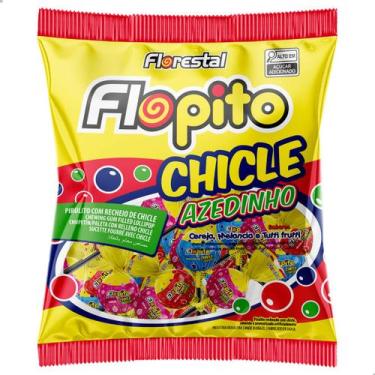 Imagem de Pirulito Flopito Chicle Azedinho Sabor Cereja Melancia e Tutti Frutti 