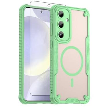 Imagem de Asuwish Capa de celular para Samsung Galaxy S25 Plus S25+ 5G, compatível com Magsafe Magnetic, protetor de tela, translúcido fosco traseiro à prova de choque, capa protetora S25Plus + S 25 25+