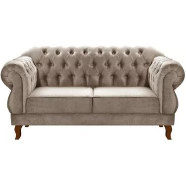 Imagem de Sofá Chesterfield 2 Lugares Duquesa Vintage Retrô Capitonê Veludo Capuccino