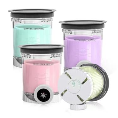 Imagem de Pacote com 4 canecas e tampas Swirl CREAMi de substituição para cafeteiras Ninja Swirl série NC700, sem BPA, à prova de vazamento e lavável na lava-louças