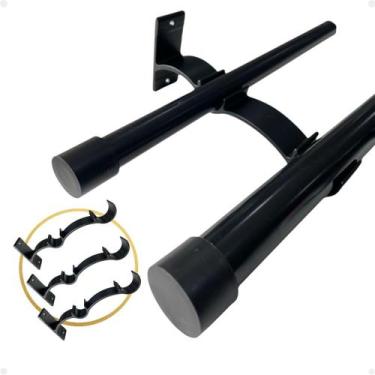 Imagem de Kit 3 Suporte Duplo Comum Perfil Varão Cortina 19.28mm Ilhós Argola In