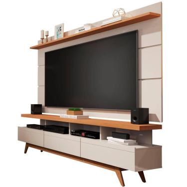 Imagem de Rack Com Painel 1.80 TV Até 72 Retrô Pés Madeira Gavetas Nichos Prateleira Vivare Wood