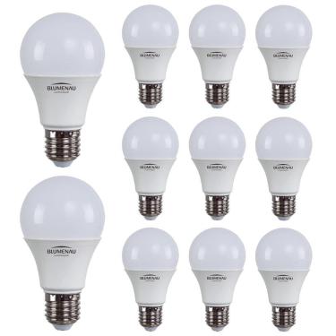 Imagem de Kit 10 Lâmpadas Led Bulbo A60 9W E27 Bivolt 3000K Quente