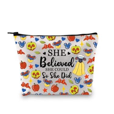 Imagem de JYTAPP Snow W Mercadoria Princesa Neve W Bolsa de Maquiagem Contos de Fadas Princesa Cosméticos Presente para Fãs de Cinema, Bege, onesize, Tendência