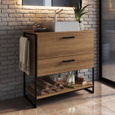 Imagem de Gabinete Banheiro Sem Cuba Armário Móvel Gavetas Prateleira