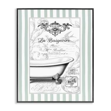 Imagem de Stupell Industries La Baignoire em listras pretas emolduradas giclée design de arte por Lettered and Lined, 20 x 16