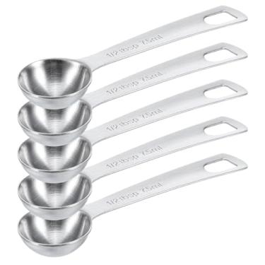 Imagem de 5 colheres de medição colher de sopa de medição 1/2 colher de sopa (1 1/2 colher de chá | 7,5 ml | 7,5 cc| 7,1 g) colheres de medida de aço inoxidável para colher de cozinha (prata)