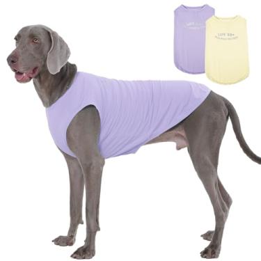 Imagem de Kuoser Pacote com 2 camisetas para cães FPS 50+ proteção solar UV, leves de secagem rápida para cães pequenos, médios e grandes, colete respirável para animais de estimação, roupas para ambientes