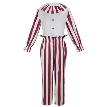 Imagem de GoodTHskycos Fantasia de palhaço assassino aterrorizante macacão cosplay filme de terror com máscara para Halloween (vermelho, 3GG)