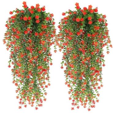 Imagem de Pacote com 4 plantas artificiais penduradas samambaias falsas plantas grandes plantas falsas plantas de parede planta de videira de hera para prateleira, sala de casa, escritório, decoração de